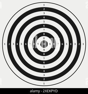 Target Icon Illustration Black and White with Numbers - Circle Concentric Shape Stock Vector