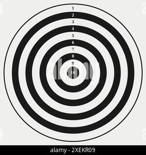 Target Icon Illustration Black and White with Numbers - Circle Concentric Shape Stock Vector