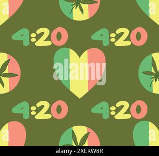 seamless pattern of Marijuana. Legalize cannabis. smoking weed. Vector illustration of weed Stock Vector