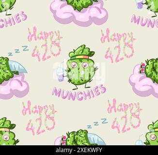 seamless pattern of Marijuana. Legalize cannabis. smoking weed. Vector illustration of weed Stock Vector