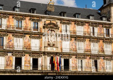 Plaza Mayor and Casa de la Panadería, Madrid, Spain. Stock Photo