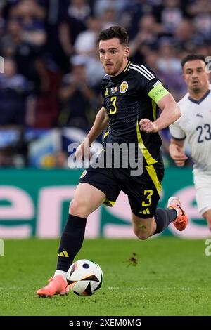 Cologne, Germany. 28th June, 2024. Scotland's Andrew Robertson during the Euro 2024 soccer match between Scotland and Swiss at the RheinEnergie Stadion, Cologne, Germany - Wednesday 19, June, 2024. Sport - Soccer . (Photo by Fabio Ferrari/LaPresse) Credit: LaPresse/Alamy Live News Stock Photo