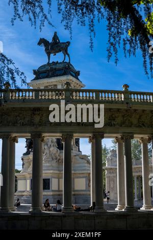 Alfonso XII monument in Buen Retiro Park in Madrid; Madrid, Spain Stock Photo