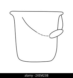 Bucket outline icon. Linear Doodle style sign for mobile concept and web design. Pail simple line vector icon. Symbol, logo illustration Isolated on W Stock Vector