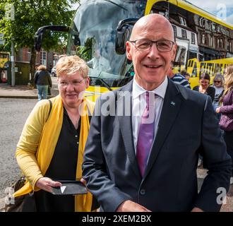 Friday 28th June 2024:: Scotland’s First Minister and SNP leader John Swinney joins Kim Marshall SNP candidate for Dumfriesshire, Clydesdale and Tweed Stock Photo