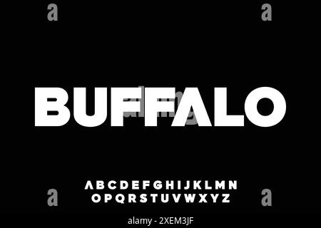 Strong bold sans serif display font vector. Modern buffalo typeface Stock Vector