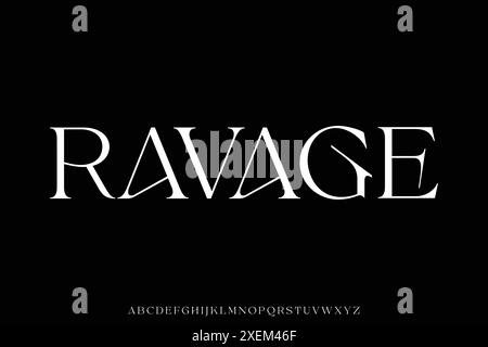 Unique decorative serif alphabet display font vector. Distinctive ravage typeface illustration Stock Vector