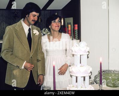 Vintage Photo-Album Prints  of a Wedding in a Private  residence, 1976, MT, USA Stock Photo