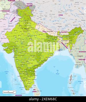 Political map of India Stock Vector