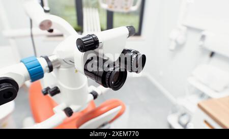 Dental endodontic binocular microscope. Professional dental equipment Stock Photo