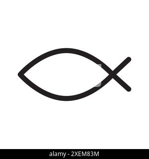 Christian fish symbol. Simple black line. Minimalist vector design. Isolated religious icon. Stock Vector