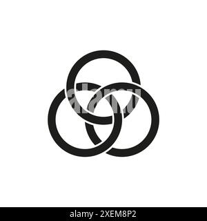 Interlocking rings icon. Abstract black circles. Geometric vector design. Simple symbolic shape. Stock Vector