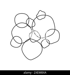 Abstract shapes vector. Black line drawing. Irregular overlapping forms. Simple hand-drawn design. Stock Vector