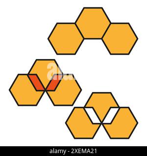 Hexagonal patterns. Yellow and orange hexagons. Geometric vector design. Abstract honeycomb shapes. Stock Vector
