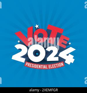 Vote 2024 USA Presidential Election 3d typography template design. Political Event Banner, card, poster design. Presidential Elections 2024 Banner Stock Vector