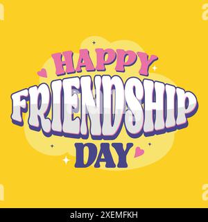 Happy Friendship day template design with colorful typography. Friendship day poster, banner, greeting card, sticker, label. Togetherness, partnership Stock Vector