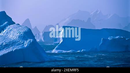 Icebergs in the Southern Ocean off Laurie Island in the South Orkney Islands; Antarctic Treaty System Stock Photo