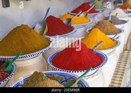 Houmt Souk, Djerba, Medenine, Tunisia. Spices for sale at the Houmt Souk. Stock Photo