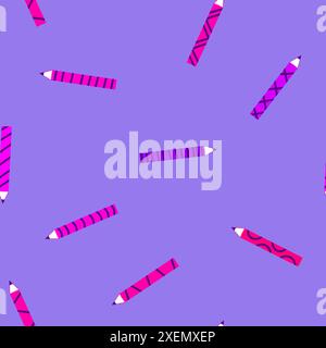 Cartoon pencil seamless school pattern for wrapping paper and fabrics and linens and kids clothes print and kindergarten accessories and notebooks. Hi Stock Photo