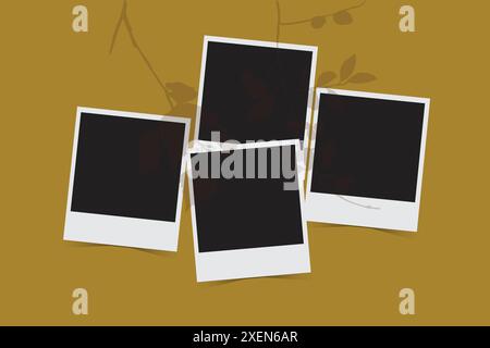 Photo frame polaroid mockup template with black and white effect Stock Vector