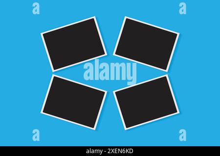 Photo frame polaroid mockup template with black and white effect Stock Vector