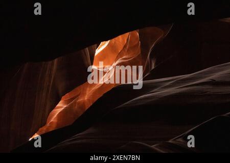 Beauty of eroded Navajo Sandstone in Upper Antelope Canyon, a slot canyon in Arizona, USA; Page, Arizona, United States of America Stock Photo