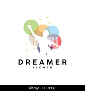 Dream Logo, Kid Dream Inspirational Design, Vector Reaching Star Fun Learning, Kids Dream Logo Templet Stock Vector