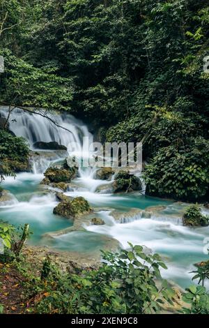 Beautiful Air Terjun Laumarang in Central Sulawesi, Indonesia; Bukit Mambual, Luwuk, Banggai Regency, Central Sulawesi, Indonesia Stock Photo