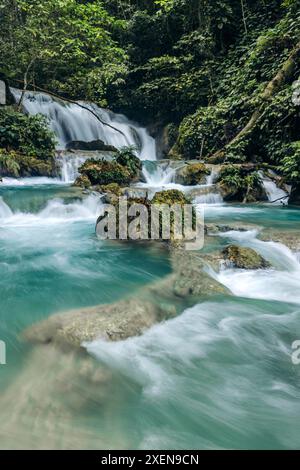 Beautiful Air Terjun Laumarang in Central Sulawesi, Indonesia; Bukit Mambual, Luwuk, Banggai Regency, Central Sulawesi, Indonesia Stock Photo