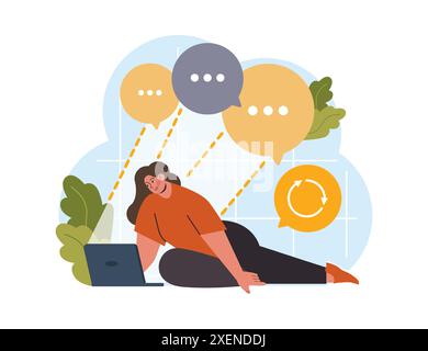 Hyperfocus. Focus and concentration skill. Self-discipline and time management. Organization for performance efficiency. Flat vector illustration Stock Vector