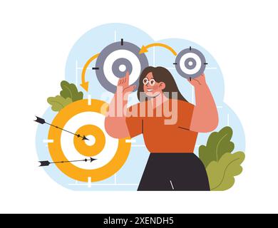 Hyperfocus. Focus and concentration skill. Self-discipline and time management. Organization for performance efficiency. Flat vector illustration Stock Vector