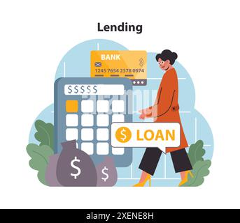 DeFi, decentralized finance. Smart distributed ledger technologies for lending money and finance loan without traditional centralized intermediary. Flat vector illustration Stock Vector