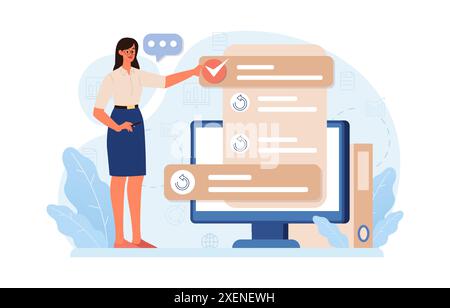 Hyperfocus. Focus and concentration skill. Self-discipline and time management. Organization for performance efficiency. Flat vector illustration Stock Vector