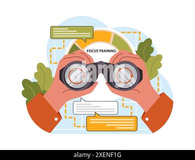 Hyperfocus. Focus and concentration skill. Self-discipline and time management. Organization for performance efficiency. Flat vector illustration Stock Vector