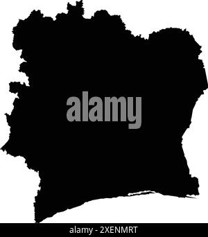 Ivory Coast country thick black outline silhouette. Simplified map ...