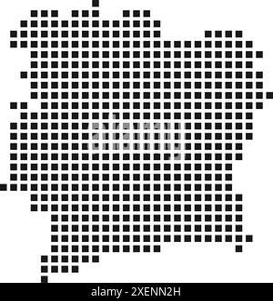 Ivory Coast country thick black outline silhouette. Simplified map ...