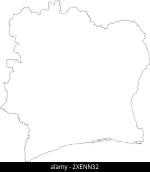 Ivory Coast country thick black outline silhouette. Simplified map ...