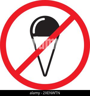 No ice cream icon. Sweets prohibition icon. Stock Vector