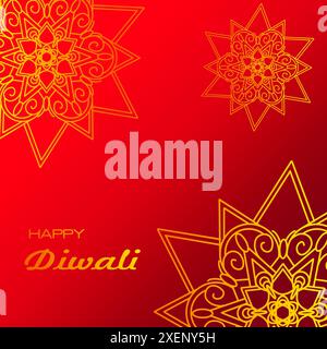 Happy Diwali. Festival of lights poster design wallpaper. The background with flower elements and mandala vectors Stock Vector