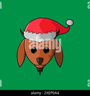 christmas goat cartoon  with santa claus cap logo design on isolated background Stock Vector
