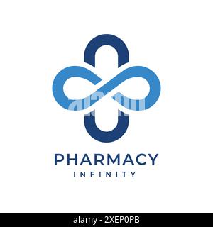 Infinity symbol logo in the shape of a medicine capsule. This design can be used by pharmacies, pharmaceutical companies or health services Stock Vector