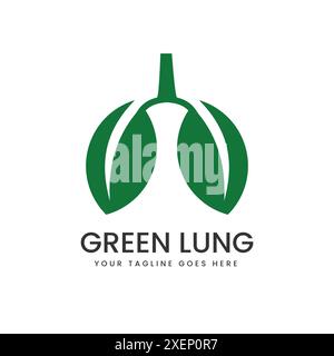 Illustration of two green leaves forming a silhouette of lungs which symbolizes health, the environment can be used for health business Stock Vector