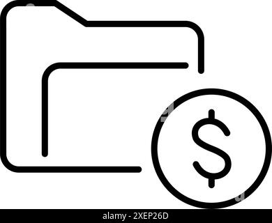 File folder and dollar sign. Cloud storage subscription. Financial documentation. Digital repository for storing and accessing files. Editable vector Stock Vector