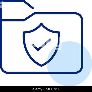 File folder with security symbol on it. Shield and checkmark. Data verification and protection. Pixel perfect, editable stroke icon Stock Vector