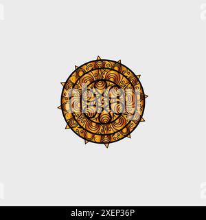 luxury line art mandala design background inlaid in isolated background Stock Vector