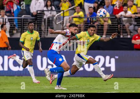 Las Vegas, United States. 29th June, 2024. Rodrygo of Brazil during the game between Paraguay and Brazil in the group stage of the Copa America CONMEBOL at the Estadio Allegiant in Las Vegas, United States (Richard Callis/SPP) Credit: SPP Sport Press Photo. /Alamy Live News Stock Photo