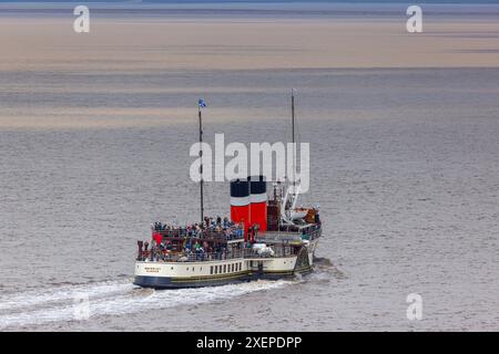 PS Waverley departing Clevedon Pier for a day cruise Stock Photo