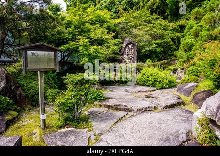 Garden dedicated to Buddhist priest Rocho, who vowed to drive away demons, near Ishiyamadera temple, in Otsu, Shiga Prefecture, Kansai region, Japan. Stock Photo