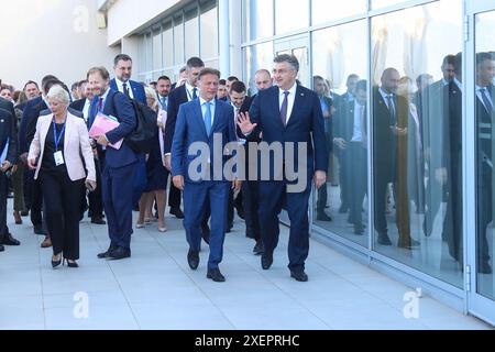 Dubrovnik, Croatia. 29th June, 2024. Croatian Prime Minister Andrej Plenkovic attend seventeenth edition of the Dubrovnik Forum international conference in Dubrovnik, Croatia on June 29, 2024. Photo: Matija Habljak/PIXSELL Credit: Pixsell/Alamy Live News Stock Photo