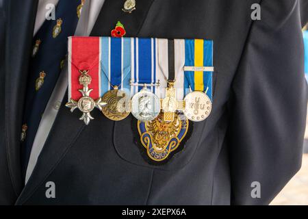 9th Brentwood Essex 29th Jun 2024 Armed Forces Day service Brentwood Essex Veteran's medals Credit: Ian Davidson/Alamy Live News Stock Photo